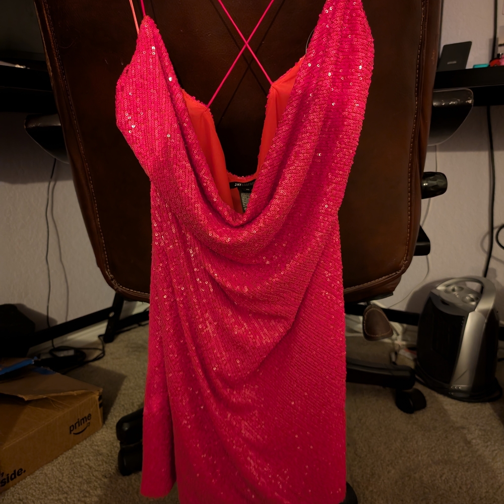 JAYGODFREY Hot Pink Sequin Mini Dress